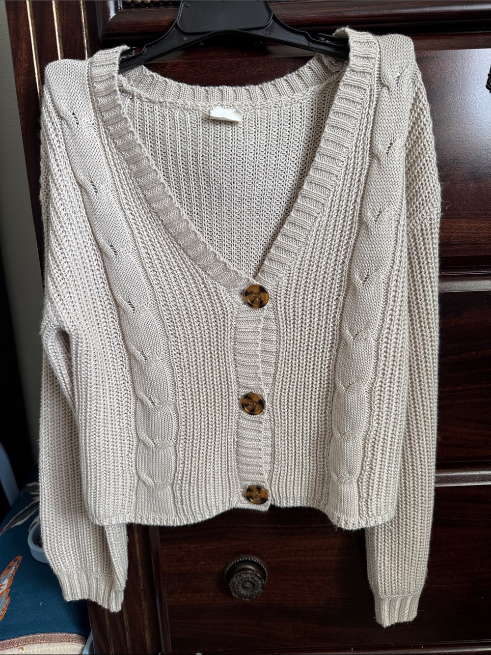Maurice’s Evsie Cream Cable Knit Button-Front Girls Sweater Cardigan